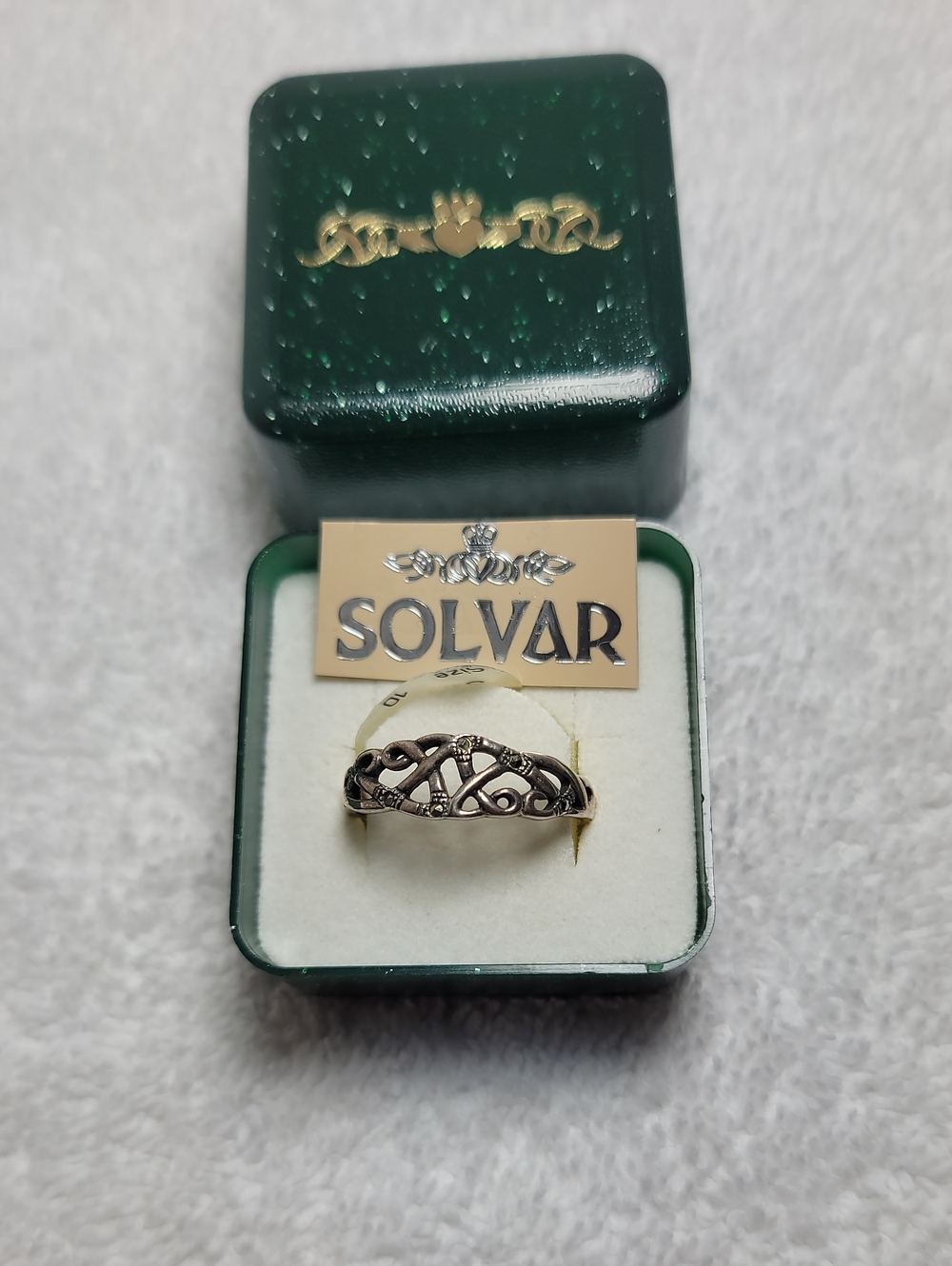 Solvar Silver Celtic Knot Ring in Antique Silver - Womens 10 NWT